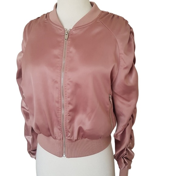 by the way. Jackets & Blazers - by the way. Revolve Zana Ruched Blush Pink Satiny Bomber Jacket Size XS